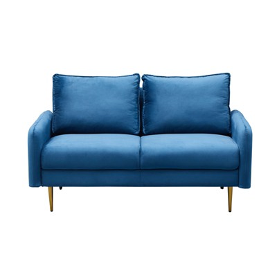 Velvet Loveseat Modern Sofa Tufted Couch with Metal Legs for Living Room, Bedroom, Office, Playroom