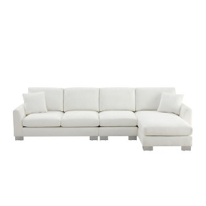 VYNXARIA Modern Oversized Sectional Sofa,L-shaped Luxury Couch Set with 2 Free pillows,5-seat Chenille Indoor Furniture with Chaise£¬White - 1 of 4