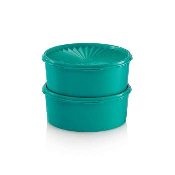 TUPPERWARE 2 Pc Classic COLORED REMINDER Canister Set TWO JR Green