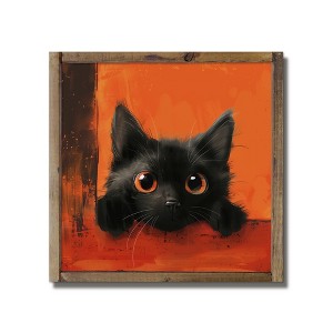 Creative Products Black and Orange Cat 9.5 x 9.5 Framed Wood Plaque - 1 of 1