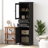 Tall Bathroom Storage Cabinet with Glass Doors, 2 Drawers, Adjustable Shelves, and Gold Handles – Freestanding Display Cabinet - 4 of 4