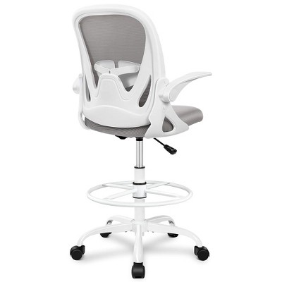 KERDOM Drafting Chair Tall Office Chair with Flip-up Armrests Executive Ergonomic Computer Chair, Gray