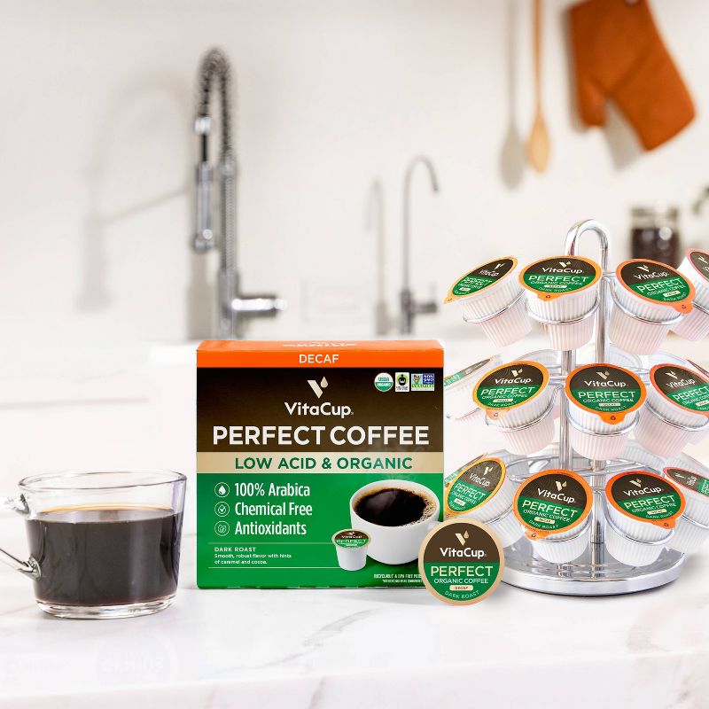 VitaCup Organic Decaf Perfect Dark Roast Low Acid Coffee Pod - 32ct, 4 of 10