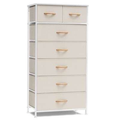 Crestlive Products 7 Drawers Vertical Dresser for Bedroom Storage Tower with Sturdy Steel Frame Wood Top Easy Pull Fabric Bins Handles