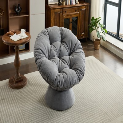 FURNIinspire Accent Chair Oversized Swivel Chair 360 Swivel Barrel Chair Papasan Chair For Living Room Bedroom, Dark Grey, 36.62"*24.80"*17.32"