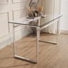 Minimalist Glass Dining Table for 4-6, Tempered Glass & Chrome Legs, Multi-Use for Home - 3 of 4