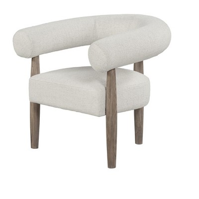 HomeRoots 29" Off White and Ash Gray Fabric And Wood Arm Chair