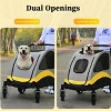 Large Heavy Duty Dog Stroller Folding Pet Stroller 4-Wheel Pet Travel Carrier Double Door Pet Trolley Skylight Cart with Rainproof Cover - 4 of 4