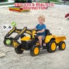 Red 12V 3 in 1 Kids Ride On Excavator Tractor With Detachable Trailer Remote Control Led Lights  Music And Safety Features Red - 4 of 4