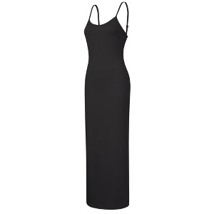 Clearlove Women's 2025 Maxi Dress Spaghetti Strap Slip Bodycon Dress Cowl Neck Slim Long Dresses - 1 of 4
