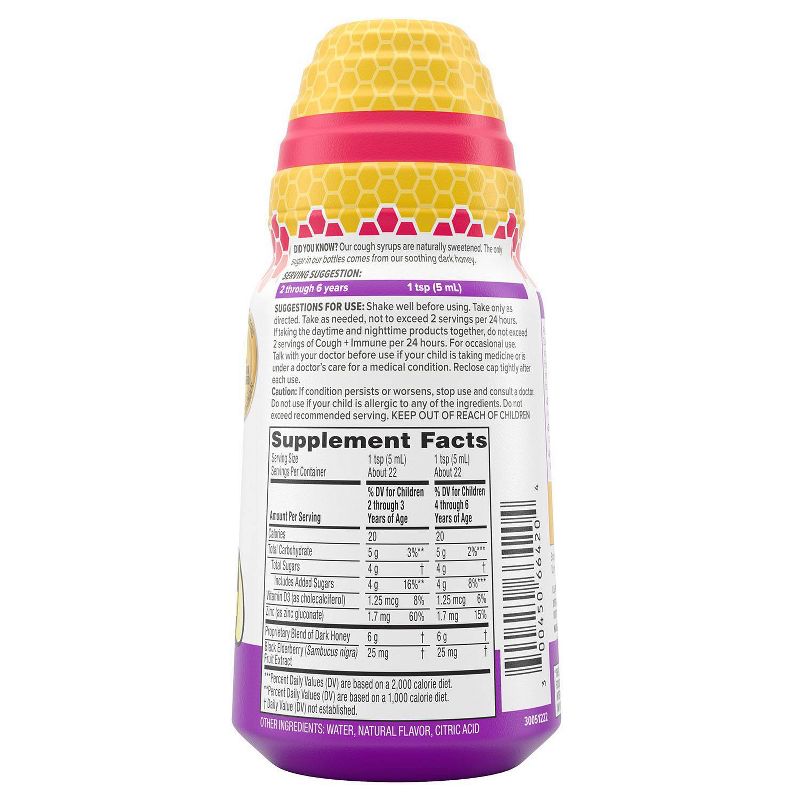 Zarbee&#39;s Kid&#39;s Cough + Immune Daytime for Age 2-6 with Honey, Vitamin D &#38; Zinc - Mix Berry - 4 fl oz, 3 of 10