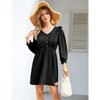 Coolmee Women's Wrap V Neck Swing Ruffle  Dots Long Sleeve High Waist Mini Dress with Button Details - 2 of 4