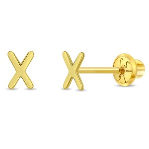 Girls' Itsy Bitsy Initial Letter Screw Back 14k Gold Earrings - In Season Jewelry - 1 of 4