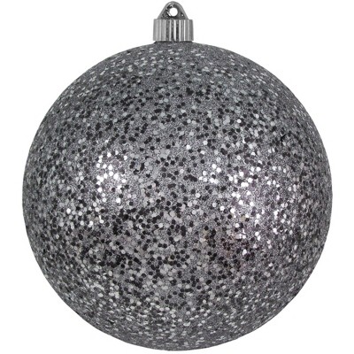 Christmas by Krebs Black and Silver Shatterproof Glitter Christmas Ball Ornament 8" (200mm)