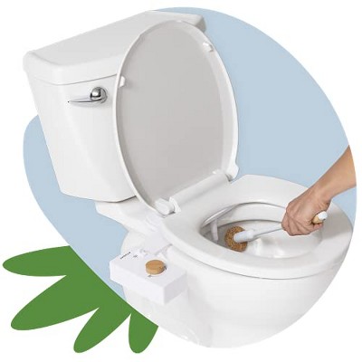 Eco-Friendly Bamboo and White Toilet Brush with Holder