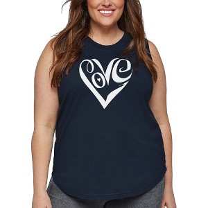 LA Pop Art Women's Word Art Tank Top - Script Love Heart - 1 of 4