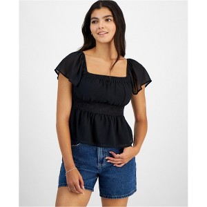 Celebrity Pink Womens Lace-Trim Baby Doll Blouse - 1 of 1
