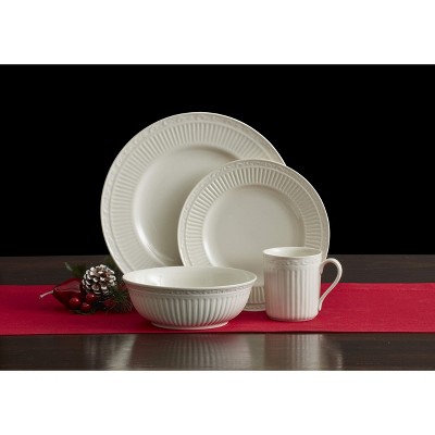 Italian Countryside White Porcelain 16-Piece Dinnerware Set, Service for 4