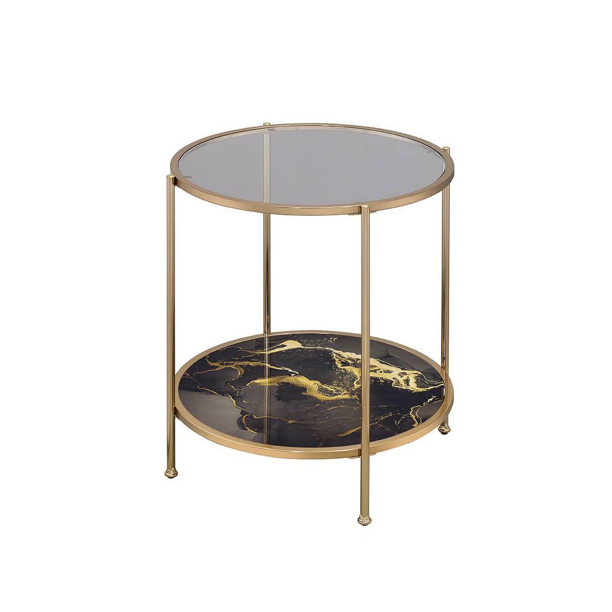 Acme Furniture Fiorella Accent Table Black Marble/Gold Finish