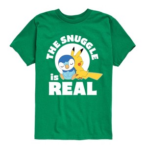 Boys' - Pokémon - The Snuggle Is Real Pikachu And Piplup Short Sleeve Graphic T-Shirt - 1 of 4