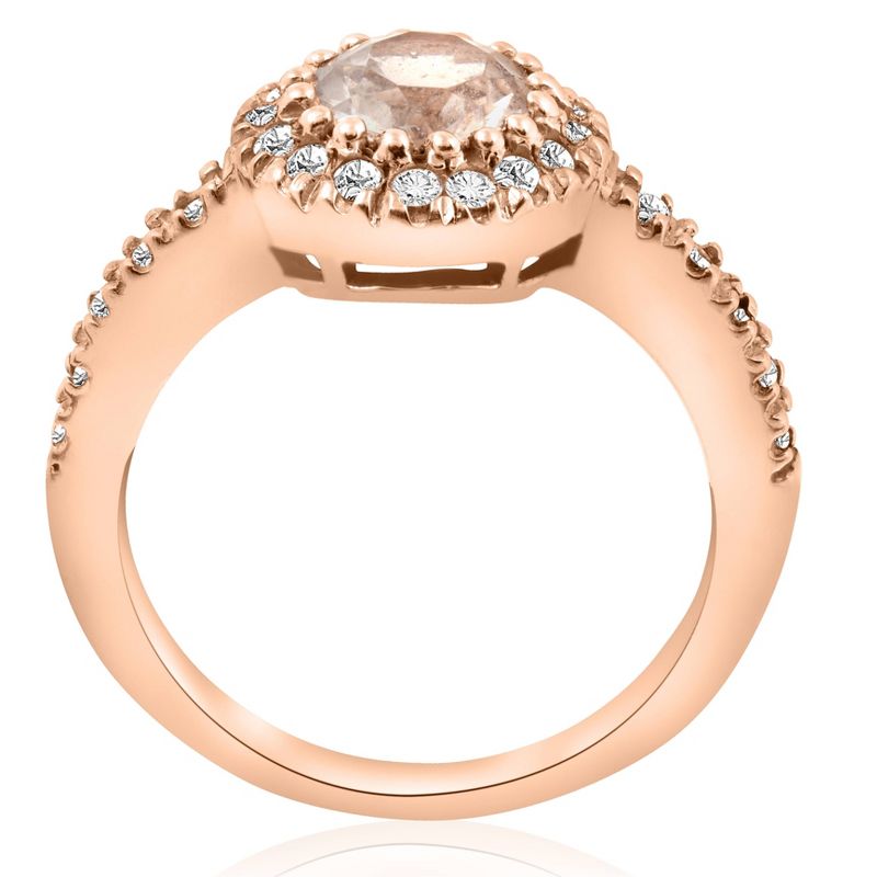 Pompeii3 1 3/8 Ct Morganite & Diamond Engagement Ring Set 14K Rose Gold, 3 of 5