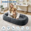 Human Dog Bed for Adults & Pets, 67.7" × 43.3" Large Giant Size with Pillow, Washable Faux Fur Removable,Bean Bag with Handle Side Pocket - 3 of 4