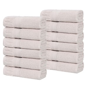 Ribbed Textured Border Zero Twist Cotton Medium Weight Towel Set by Blue Nile Mills - 1 of 4