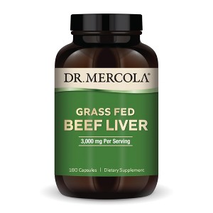 Dr. Mercola Grass Fed Beef Liver, 30 Servings (180 Capsules), 3,000 mg Per Serving, Dietary Supplement, Supports Immune Heath, Non-GMO - 1 of 4