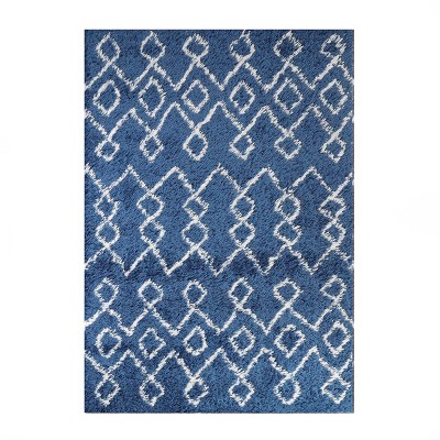 Boho Geometric Diamonds Plush Indoor Shag Area Rug Or Runner, 8' X 10 ...