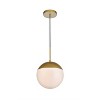 Elegant Lighting Eclipse 1 Light Brass Pendant With Frosted White Glass - 3 of 4