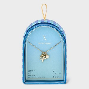 14K Gold Dipped Charm Initial Pendant Necklace - A New Day™ Gold - 1 of 4