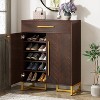 Hommoo 20-Pair Shoe Cabinet with Drawer Walnut - 3 of 4