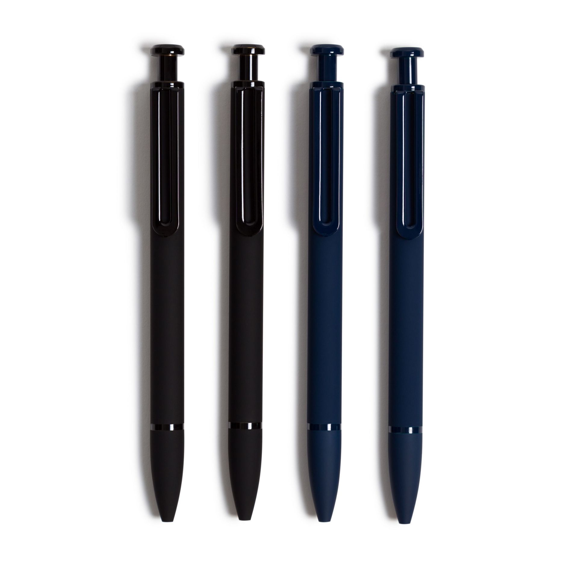 U Brands 4pk Ballpoint Pens Monterey Soft Touch 2 Black 2 Blue: 1.0mm Retractable, Non-Toxic, Fade-Resistant, Journal Pens