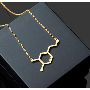 Dopamine Necklace, Skeletal formula of Dopamine in Sterling Silver Necklace for Women - 1 of 4