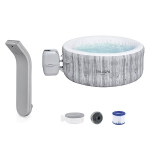 SaluSpa Battery Powered LED Soothing Spa Waterfall Accessory with Bestway SaluSpa Fiji AirJet Inflatable Hot Tub with 120 Soothing Jets, Gray - 1 of 4