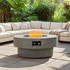 Christopher Knight Home Thorne Modern Round Patio Iron 50,000 BTU Fire Pit Table with Burner Lid and Glass Rocks - 2 of 4