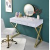 Gulches White & Gold Finish Vanity Desk W/Mirror & Jewelry Tray - 2 of 4