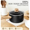 MICHELANGELO 3 Piece Nonstick Saucepan Set with Lids 1, 2, 3 Quart, Stone Granite Coating Sauce Pots, Small, Black - 3 of 4
