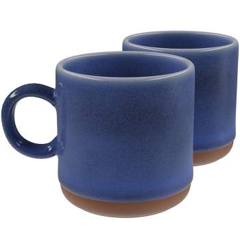 American Atelier Stoneware Mugs w/ Terra Cotta Bottom, Set of 2, 4-Inch Cup for Coffee, Tea, Latte, and Hot Chocolate, Dishwasher and Microwave Safe