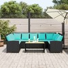 vidaXL Patio Sofa with Cushions Black Poly Rattan - 2 of 4