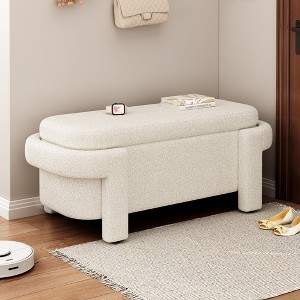 Modern Storage Ottoman Bench, Large Storage Space for the Living Room, Entryway and Bedroom,White Fluffy - 1 of 4