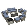 XIZZI Outdoor Sectional Sofa Set, Modular Outdoor Wicker Sofa Set with Optional Solar Table, Ottomans or Fire Pit in 6 Colors, All-Weather Design - 2 of 4
