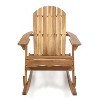 Okak Rustic Adirondack Rocking Chair Premium Acacia Accent Chairs,1 Pc,Outdoor Lazy Chair for Porch,Backyard&Garden,Natural - 4 of 4