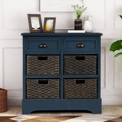 Sideboard Buffet Cabinet,Coffee Bar Cupboard Cabinet with Rattan Baskets,Sofa Console Table for Bathroom Living Room Entryway