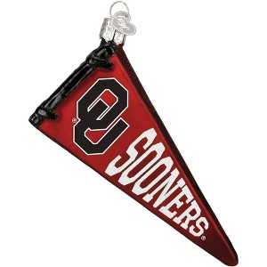 Old World Christmas Blown Glass Ornament for Christmas Tree, Oklahoma Sooners Pennant - 1 of 4
