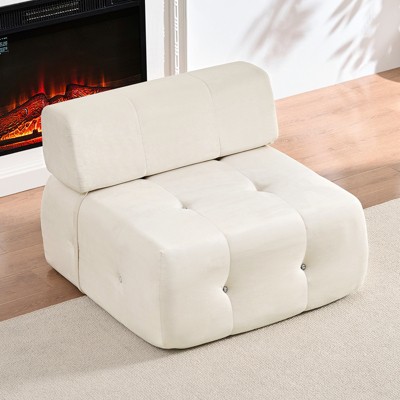 Mjkone Velvet Single Sofa, 1-Seater Modular Sofa Couch with Rivet Trim for Living Room