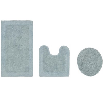 Edge Bath Rug 100% Premium Cotton Ultra-Soft Water Absorbent Tufted Solid Reversible 3 Piece Bathroom Rug Set for Machine Washable Bathmat