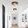 Dewdrop Rustic Flush Mount Ceiling Light with Seeded Glass Shade Farmhouse Industrial Bronze Lighting Fixture - 4 of 4