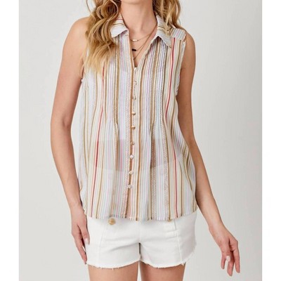 Women's Sleeveless Pintuck Top - mystree