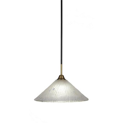 Toltec Lighting Paramount 1 - Light Pendant in  Matte Black/Brass with 16" Frosted Crystal Shade